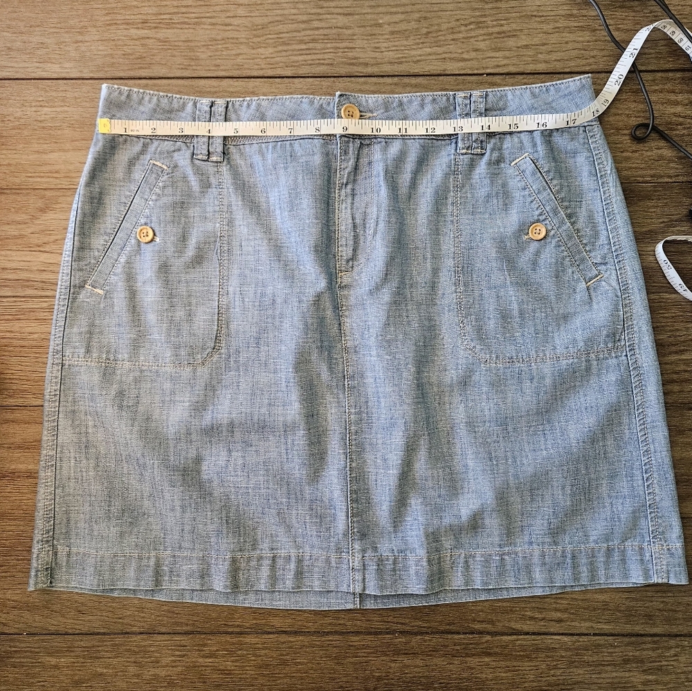LOFT Denim Blue Mini Skirt with Button Accents - Picture 8 of 11